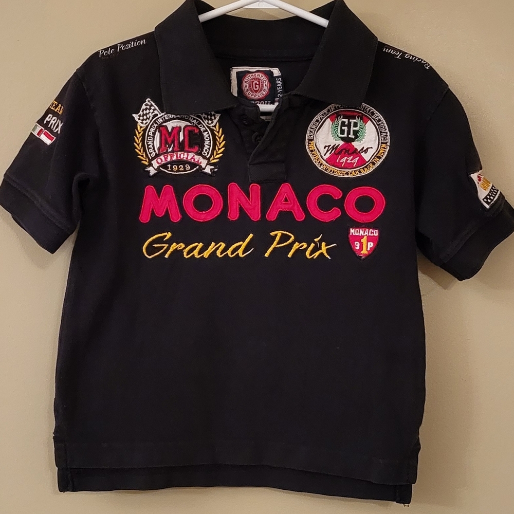 Unique Monaco Grand Prix race car black polo shirt